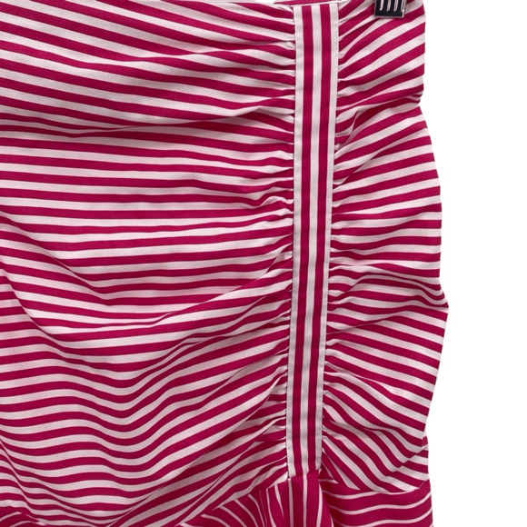 Zara Basic Women's Pink White Striped Knee Length Trumpet A-Line Skirt Medium - Picture 3 of 10